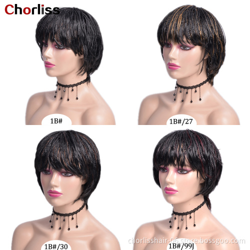 Short Braided Dreadlock Wigs Wholesale Straight Glueless Cheap Afro Short Pixie Cut Braided Synthetic Hair Wigs For Black Women